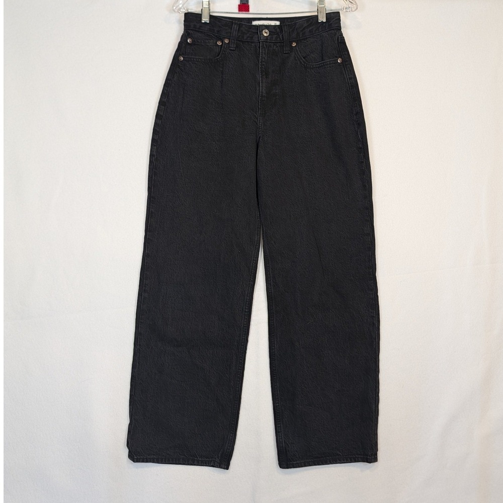 Abercrombie & Fitch Curve Love The Loose High Rise Jeans Black 27 4S Wide Leg